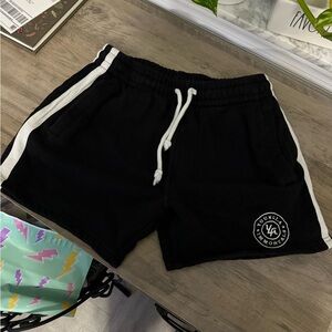 YoungLA Black Athletic Shorts with White Side Stripes
